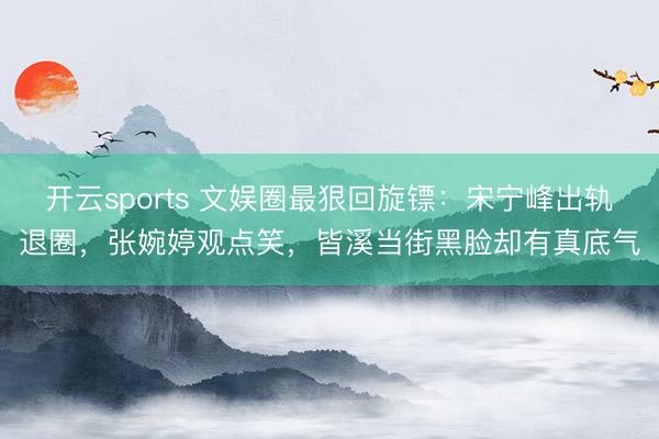 开云sports 文娱圈最狠回旋镖：宋宁峰出轨退圈，张婉婷观点笑，皆溪当街黑脸却有真底气